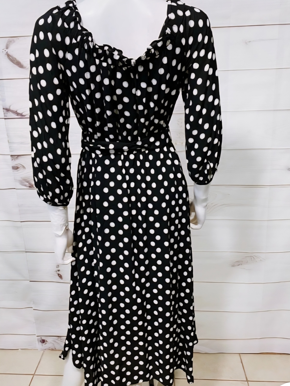 Anthropologie Black Polka Dot Maxi Dress